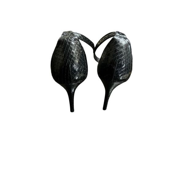 Vince Camuto Woke Black Jeweled Snakeskin Embossed Leather Stiletto heels 7.5 - Picture 4 of 5